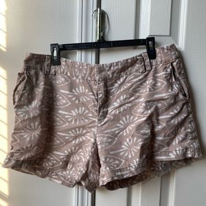 Loft Linen Blend Tan/White Shorts - Size 14
